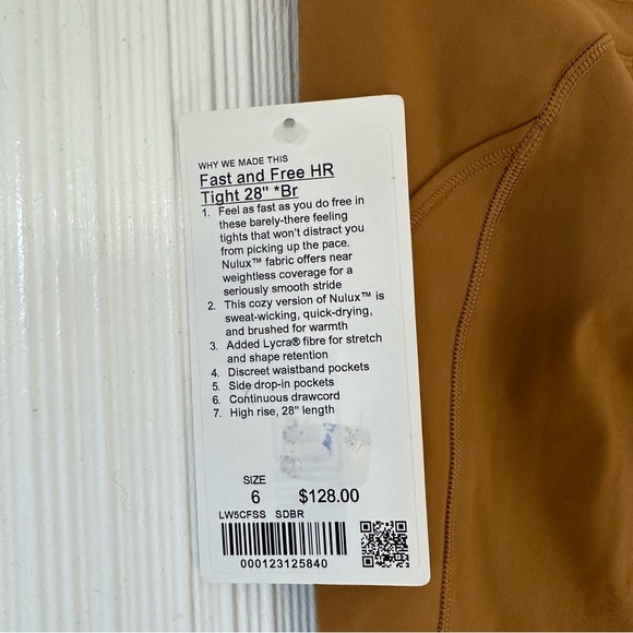 NEW! Lululemon Fast and Free 28” Butternut Brown High Rise Tight/ Leggings. - Picture 7 of 9